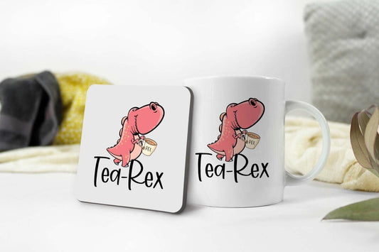 Tea Rex Mug & Coaster Set: Novelty Dinosaur Tea Cup Gift