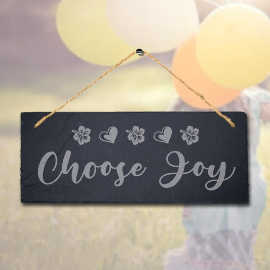 Choose Joy Laser Engraved Hanging Slate Garden Home Decor Plaque Sign