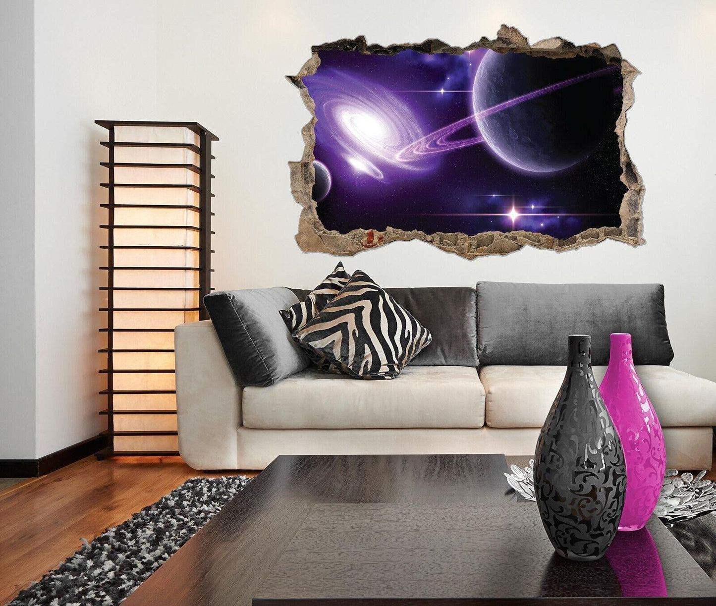 3D Saturn Space Wall Decal: Peel & Stick Vinyl Mural
