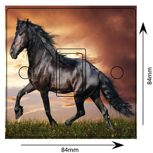Horse Black Stallion Light Switch Sticker Cover Vinyl Skin Wall Decal Decor