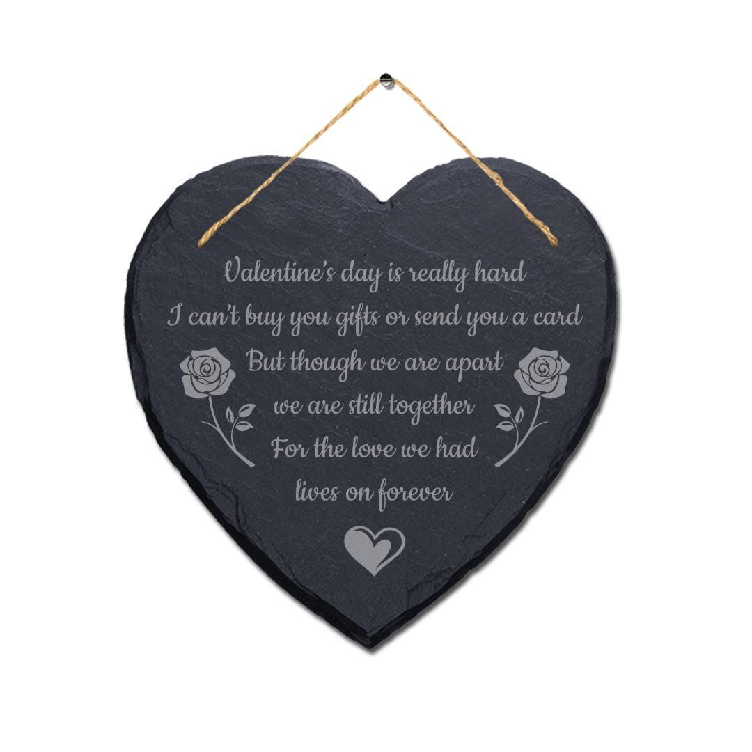Valentines Day Is Really Hard Engraved Wall Hanging Gift Heart Shape Slate Sign