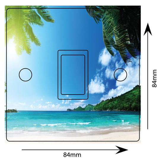 Tropical Maldives Beach Sea Light Switch Sticker Cover Vinyl Skin Wall Decal