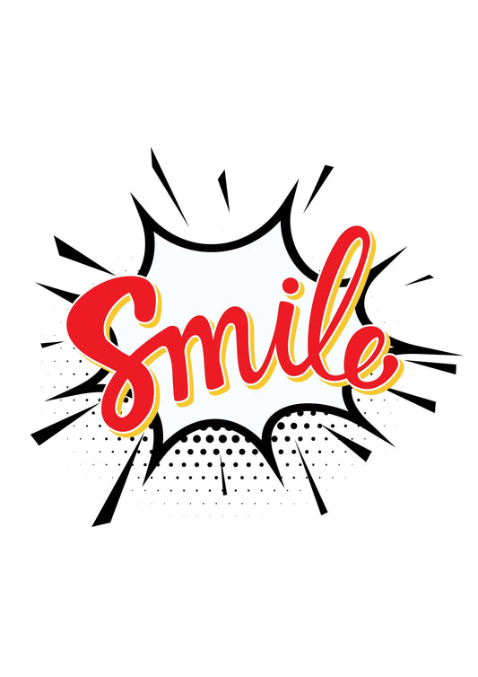Smile Explosion Wall Poster Bedroom Comic Typography Art Nursery Print Decor
