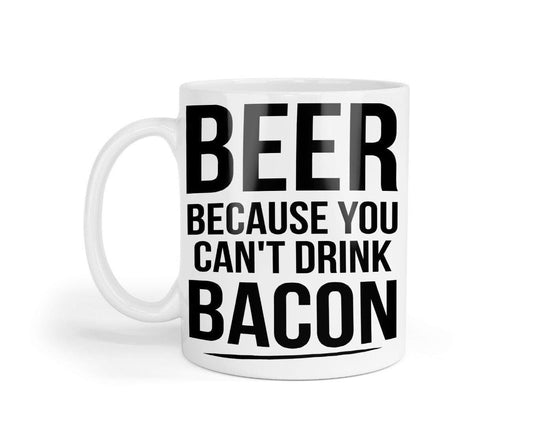 Beer Mug & Coaster Set Because You Cant Drink Bacon Funny Birthday Coffee Gift