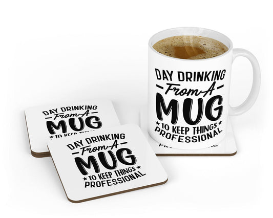 Funny Day Drinking For Home Office Workspace Novelty Mug & Coaster Coffee Tea Cup Gift