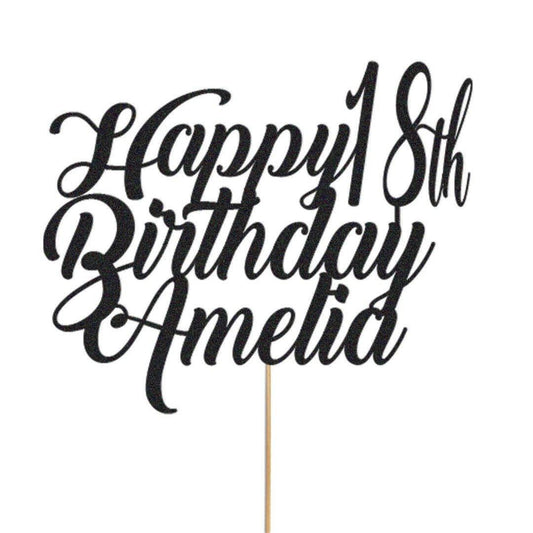 Personalised Cake Topper Any Custom & Text Birthday Wedding Glitter Decoration