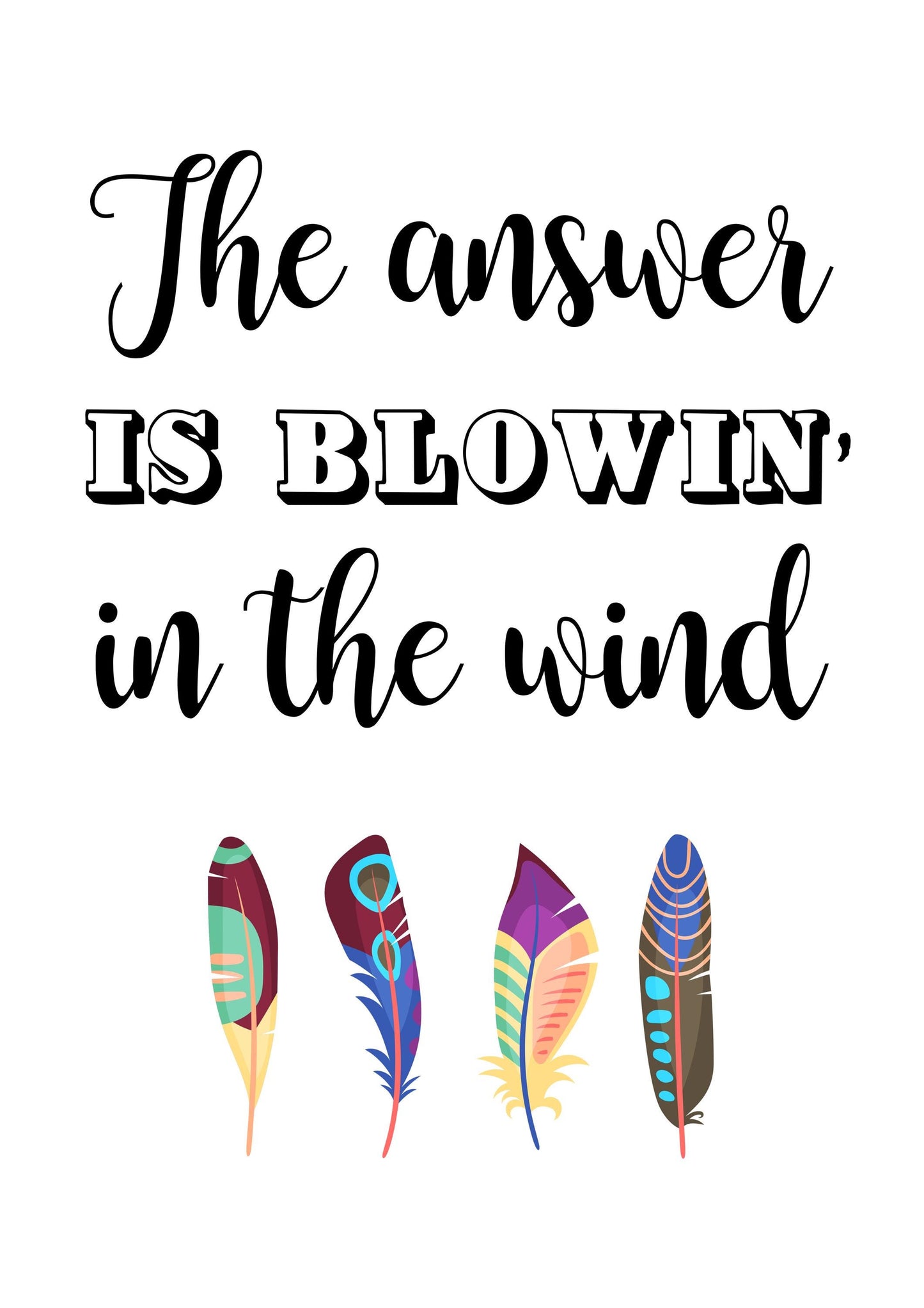 The Answer Is Blowing Wall Art Poster Inspirational Funny Quote Print Room Decor