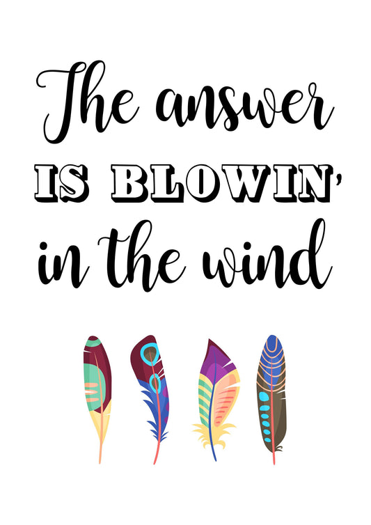 The Answer Is Blowing Wall Art Poster Inspirational Funny Quote Print Room Decor