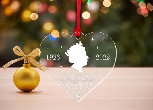 Hrh Queen Elizabeth Acrylic Memory Bauble Christmas Tree Decoration Keepsake