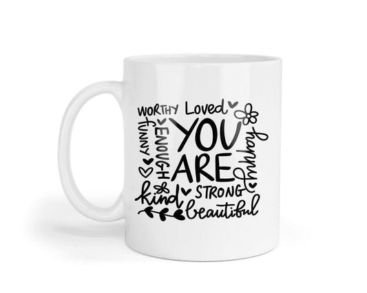 You Are Worthy Motivational Mug Ceramic Mug Tea Cup And Coaster Set Gift