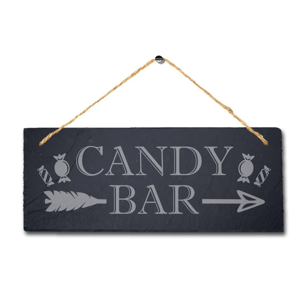 Candy Bar Right Way Arrow Engraved Hanging Slate Home Shop Plaque Sign