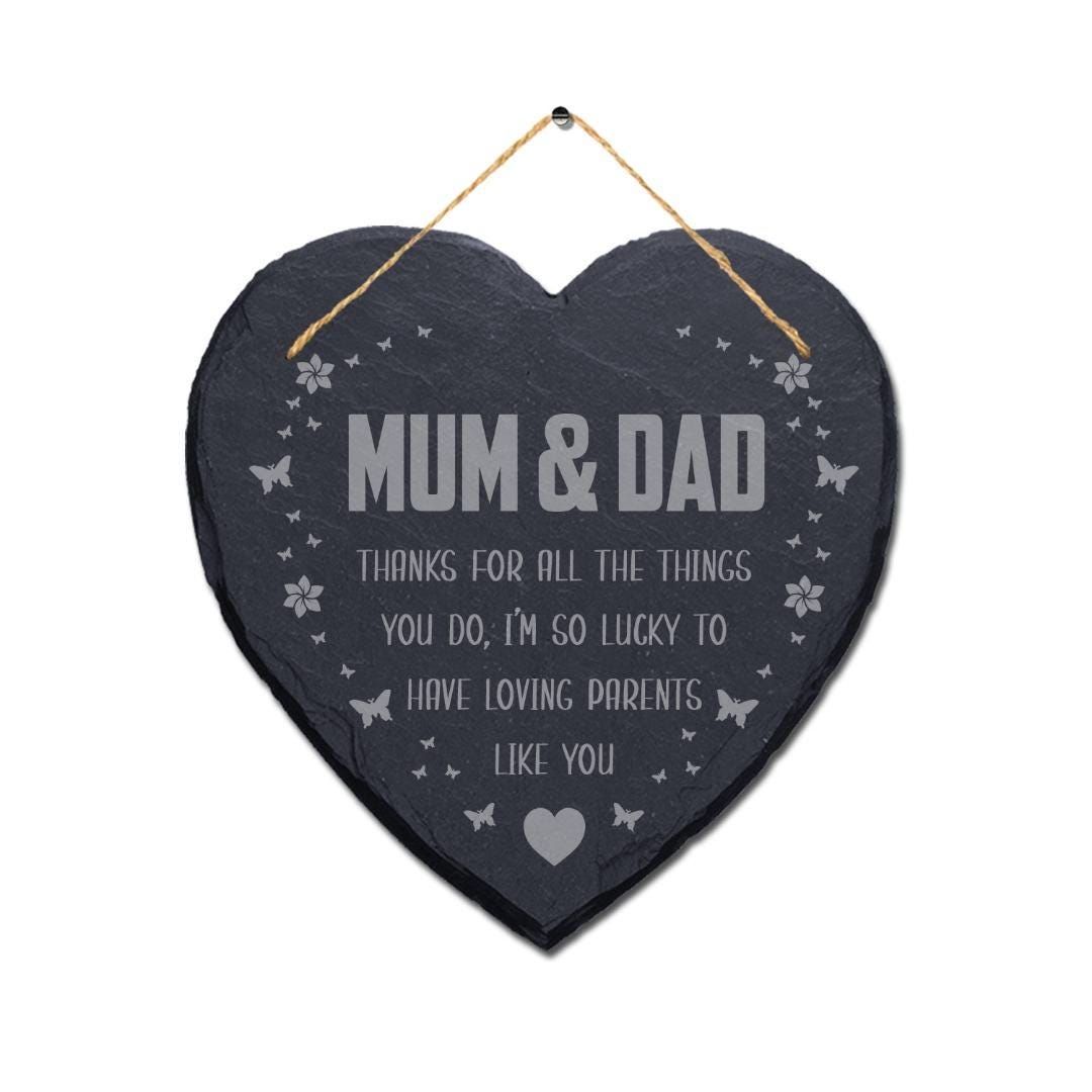 Mum And Dad Rustic Slate Gift Plaque Anniversary Hanging Sign Ideal Gift