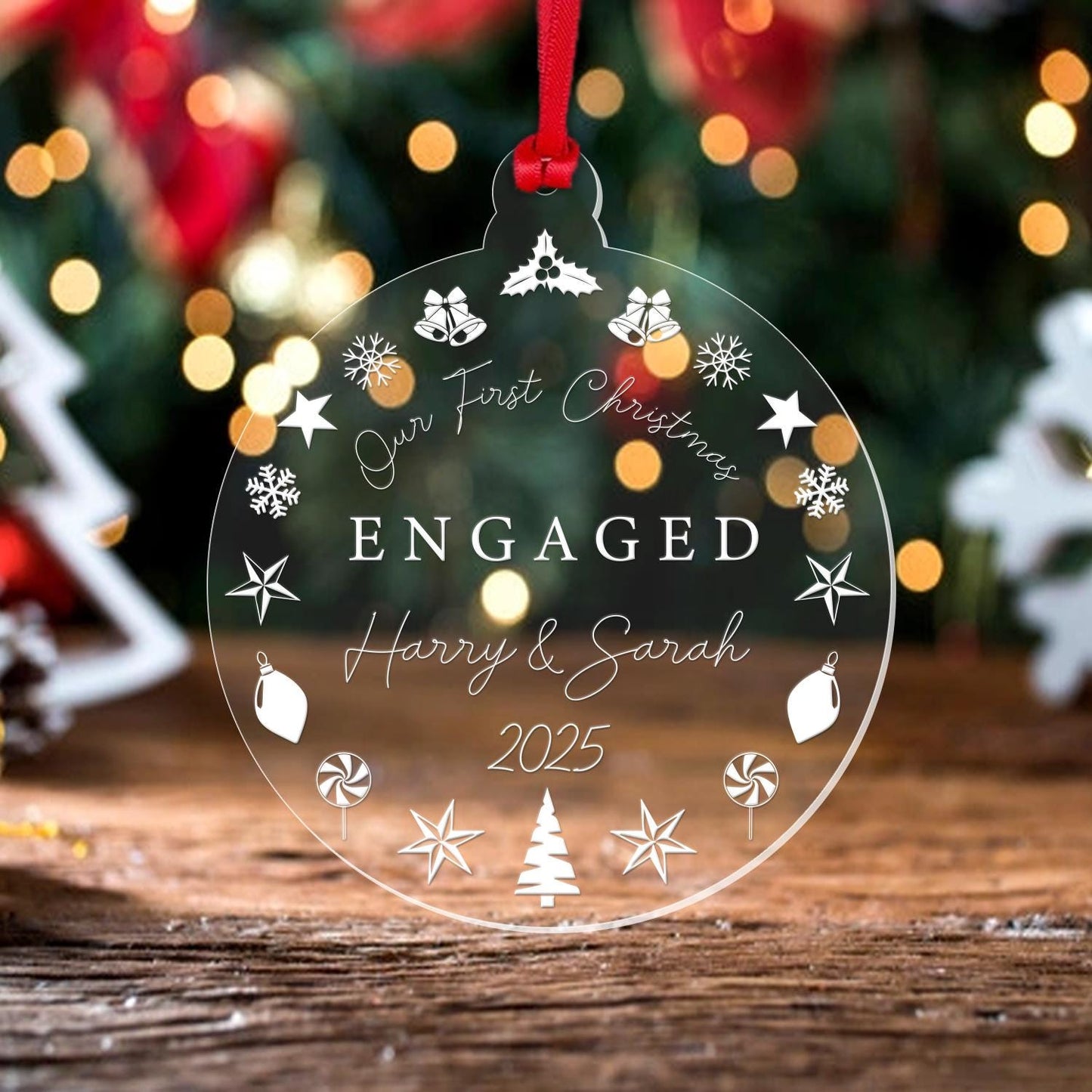 Personalised Couple Christmas Bauble Engagement Marriage Gift First Christmasgiftdecortree