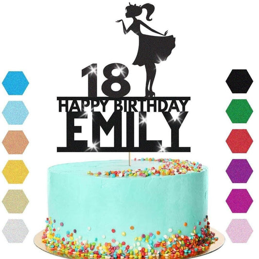 Stylish Girl Cake Topper Personalised Party Birthday Cake Decoration Any Name & Age