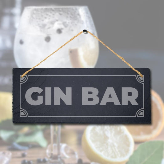 Gin Bar Laser Engraved Bar Hanging Slate Restaurant Club Pub Decor Plaque Sign