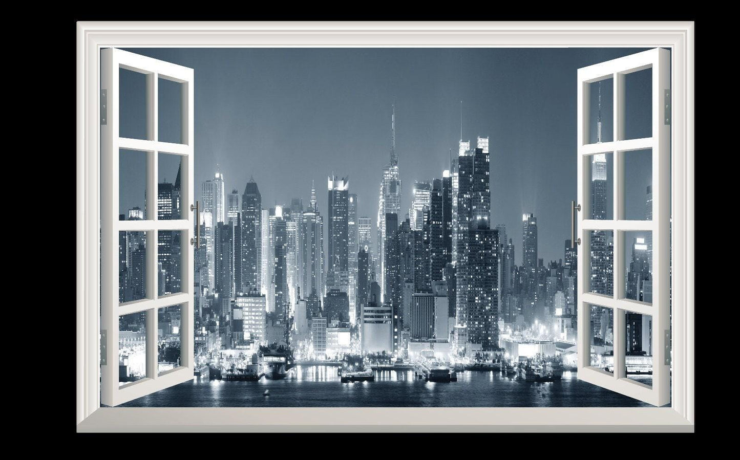 NYC Skyline 3D Window View Wall Sticker: Empire State Vinyl Mural