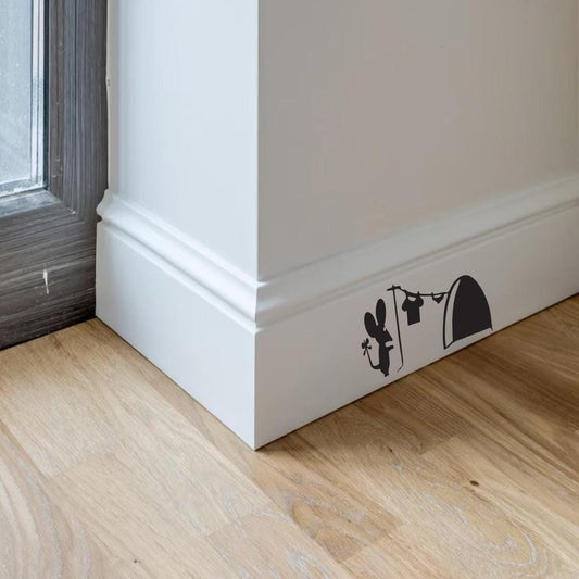 Mouse Washing Line Home Mice Skirting Board Wall Art Sticker Decal