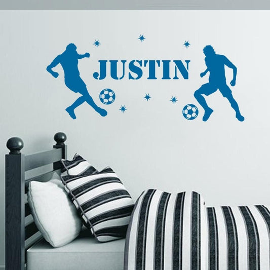 Personalised Football Wall Sticker Name Decal Vinyl Custom Kids Nursery Bedroom