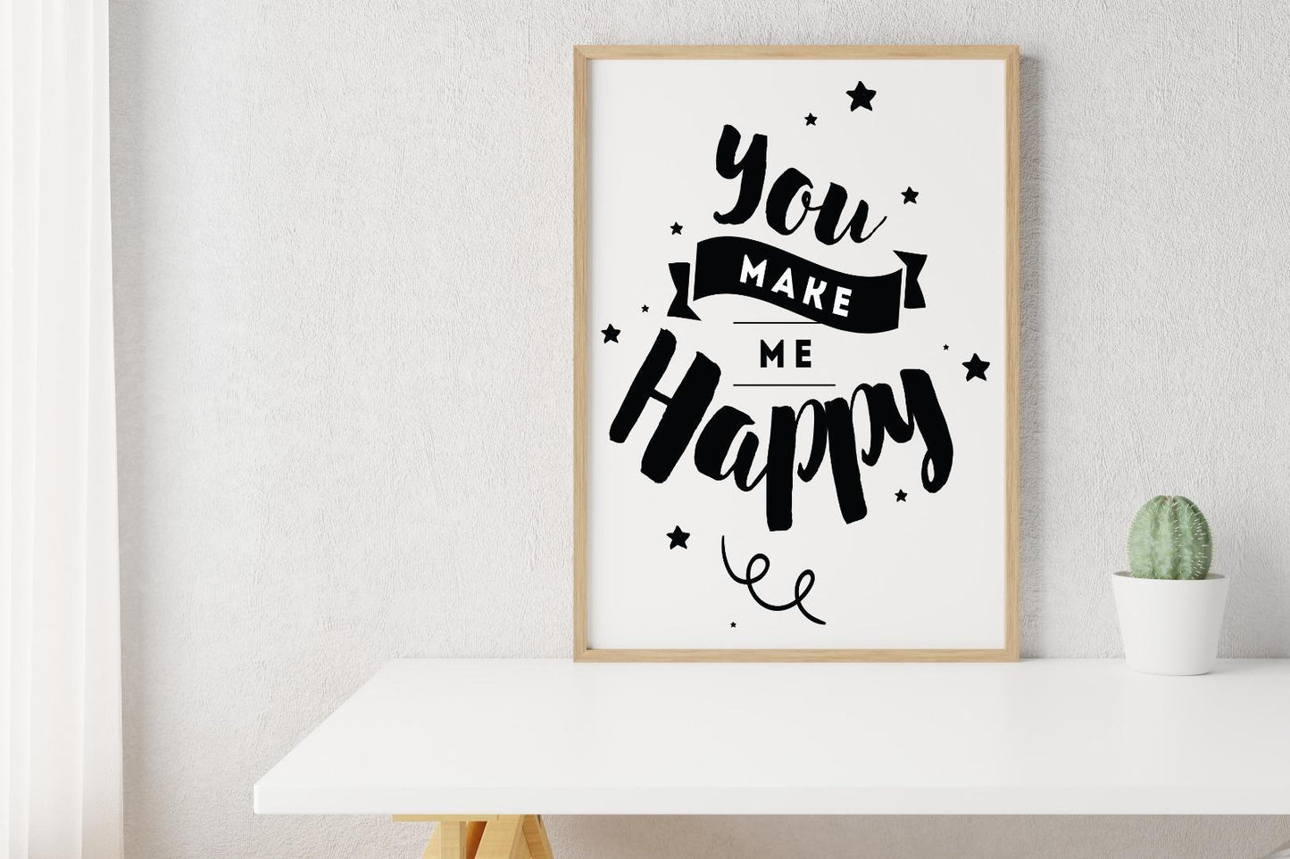 You Make Me Happy Inspirational Positive Thoughts Quote Poster Print Wall
