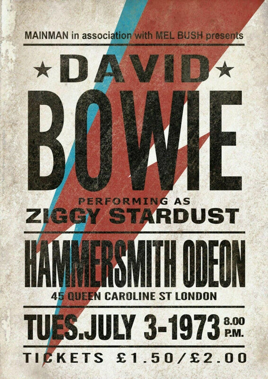 David Bowie Hammersmith Odeon Poster Art - A4 Sizes