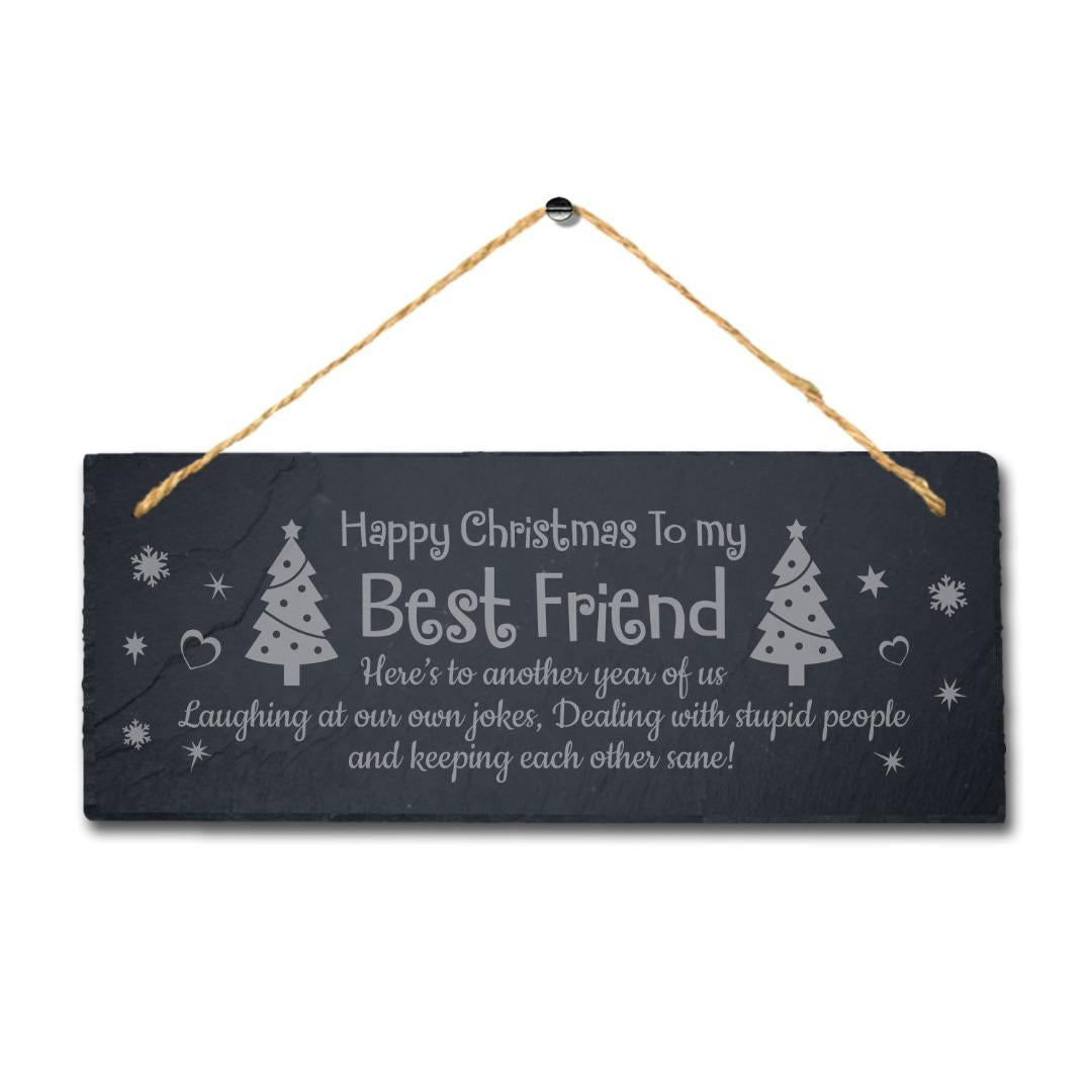 Happy Christmas To Best Friend Hanging Slate Friendship Day Gift Art Plaque Sign