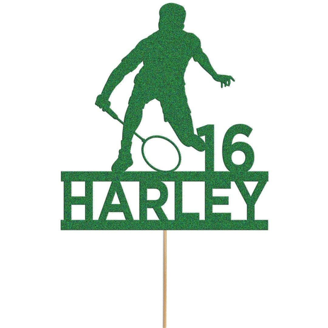 Personalised Badminton Cake Topper: Glitter Birthday Party Decoration