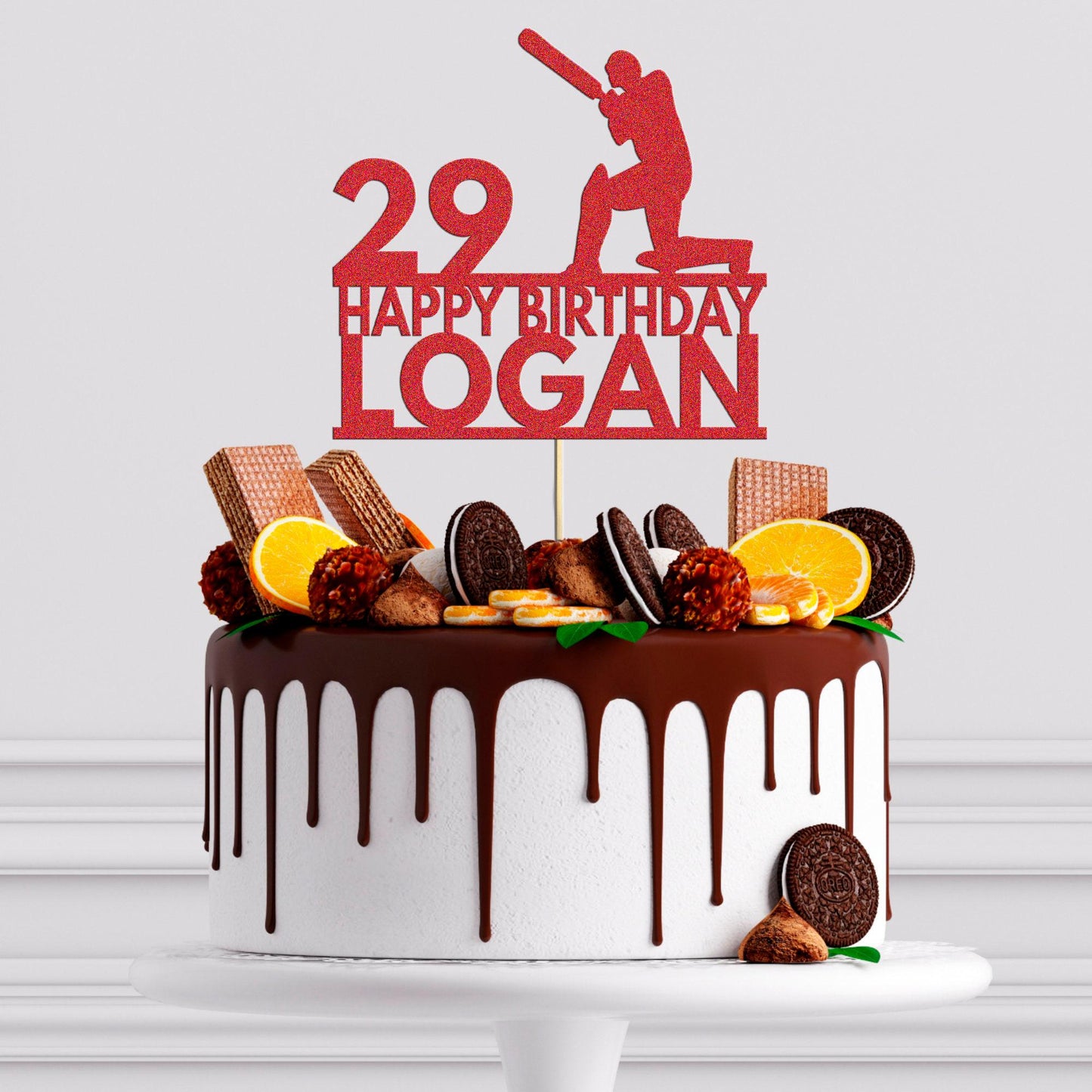 Cricket Cake Topper Personalised Birthday Celebration Any Name & Age