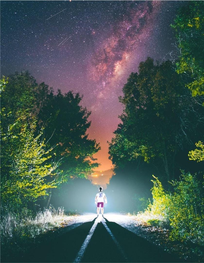 3D Night Path Wall Sticker: Enchanting Nature Decor