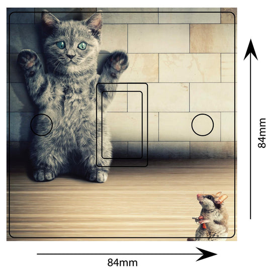 Cat vs Mice 3D Light Switch Sticker: Funny Humor Vinyl Decal