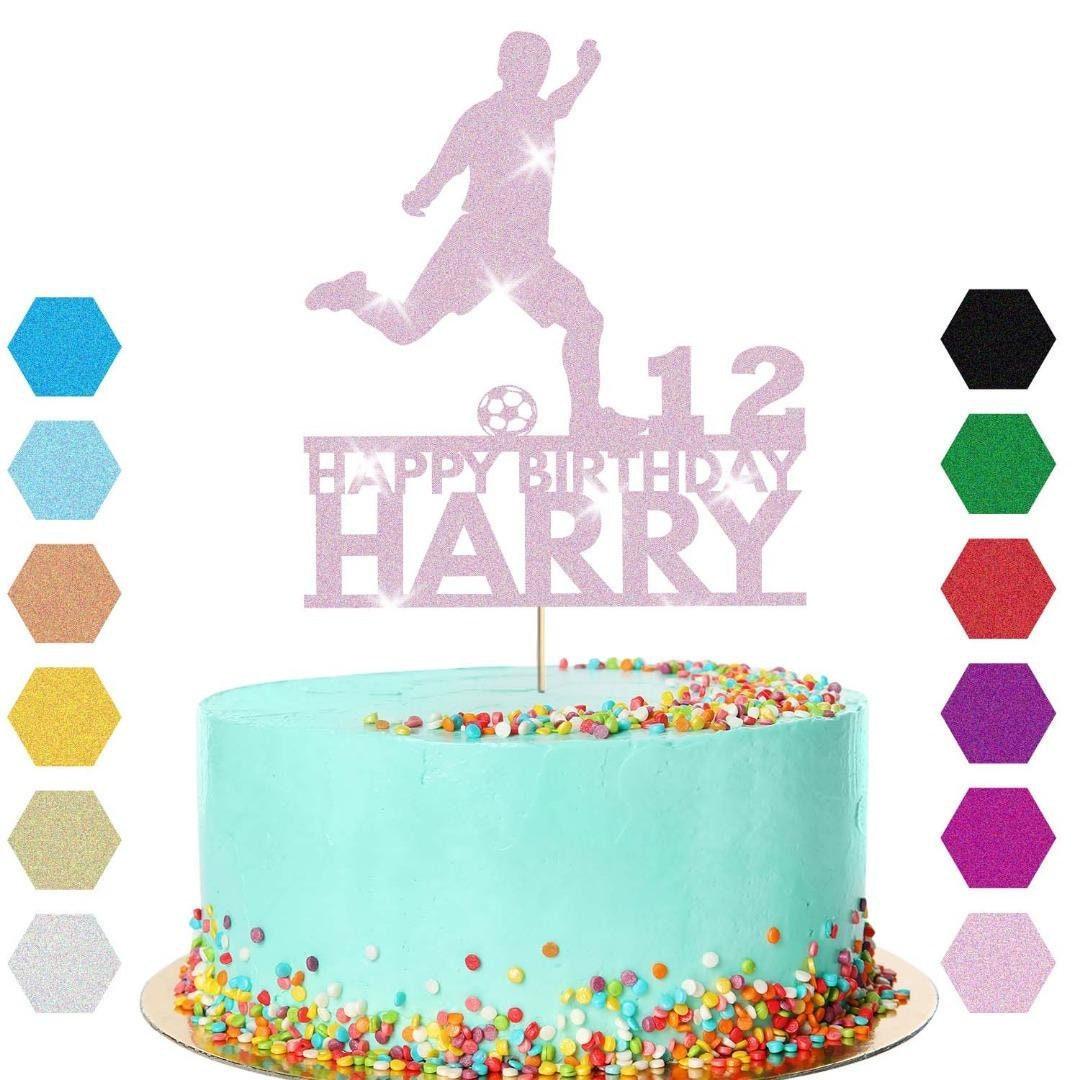 Football Cake Topper Personalised Footballer Birthday Decoration Any Name & Age