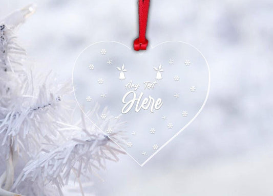 Personalised Heart Christmas Bauble: Laser Engraved Acrylic Keepsake