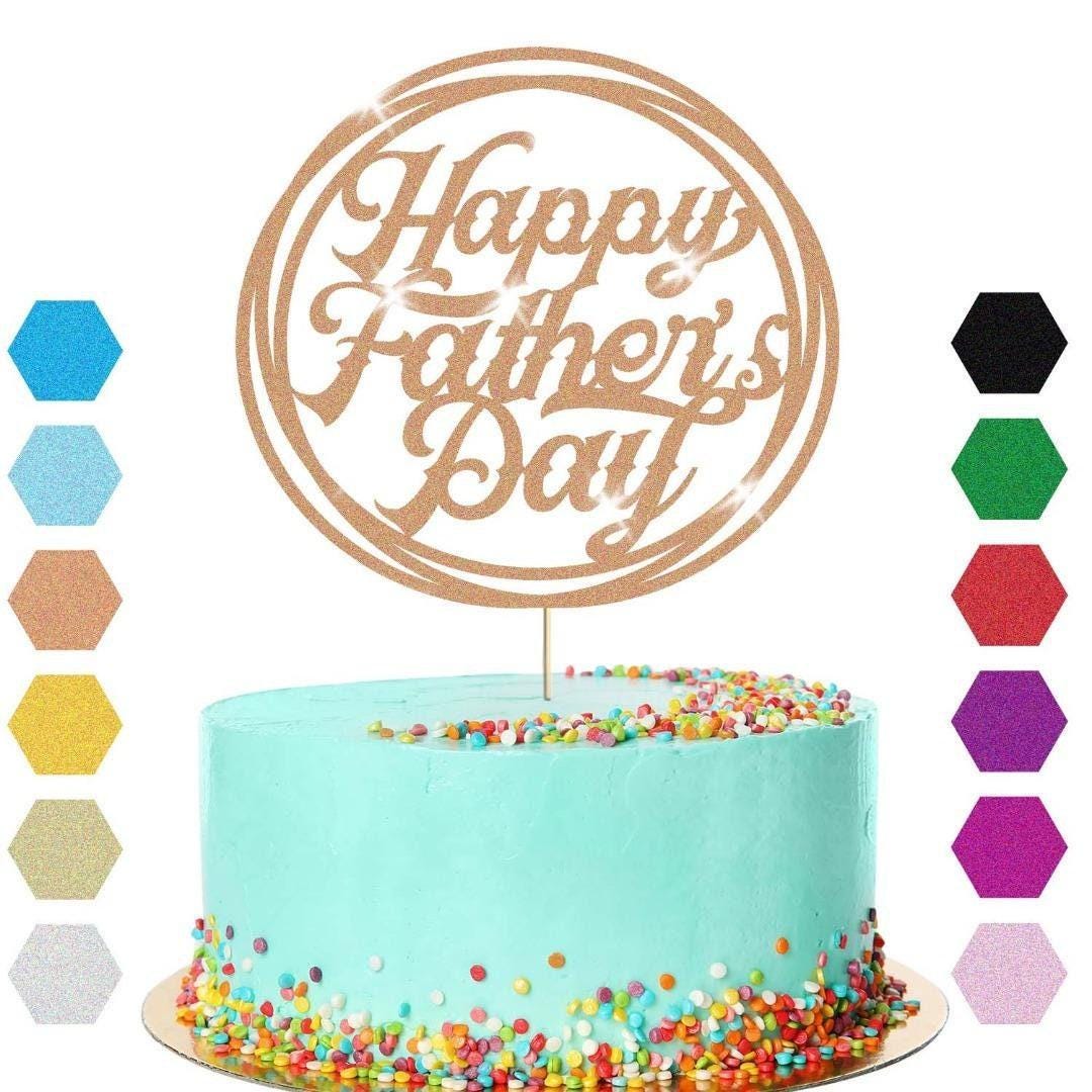 Happy Fathers Day Cake Topper: Dad Daddy Party Glitter Cake Decoration