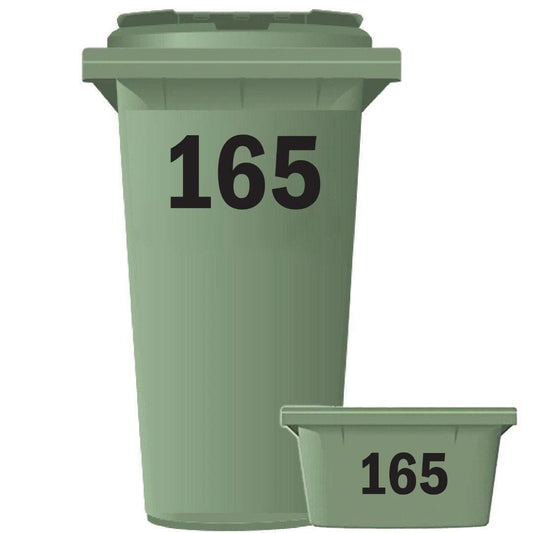 Personalised Number Wheelie Bin Sticker: Waterproof Vinyl Dustbin Decal
