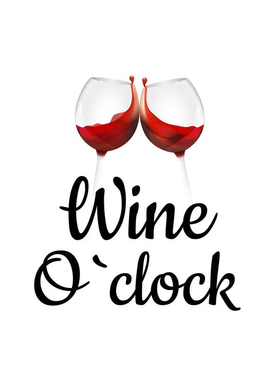 Wine O Clock Wall Art Poster Typography Food Kitchen Quote Home Pub Print Decor