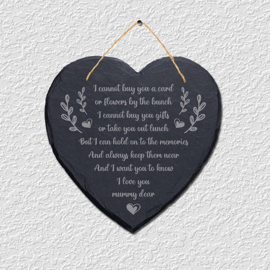 I Cannot Buy You Card Engraved Hanging Valentine Day Heart Shape Slate Plaque Sign