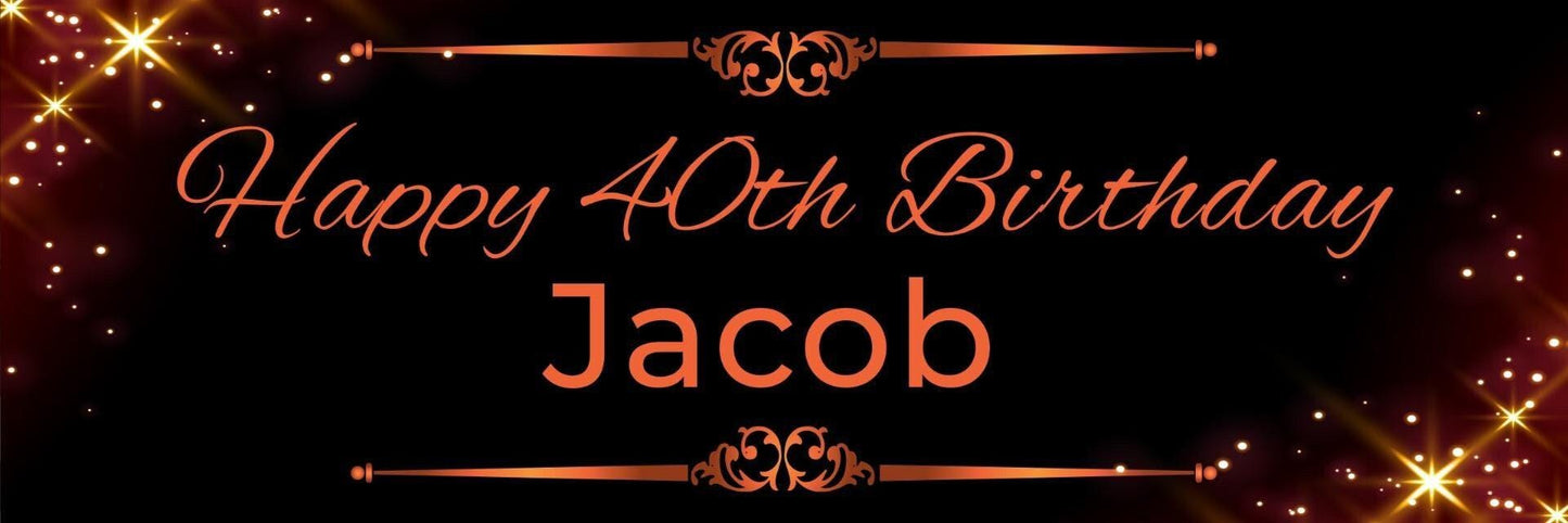 2 Personalised Black And Gold Birthday Celebration Banners Decoration Posters