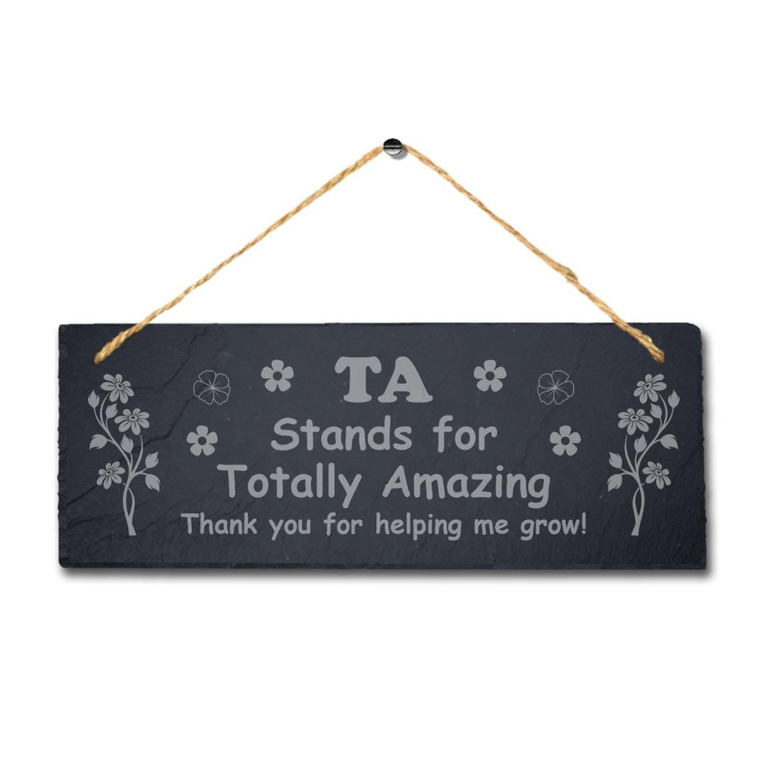 Great Teacher Thank You Gift Engraved Slate Sign Totally Amazing School Leavers