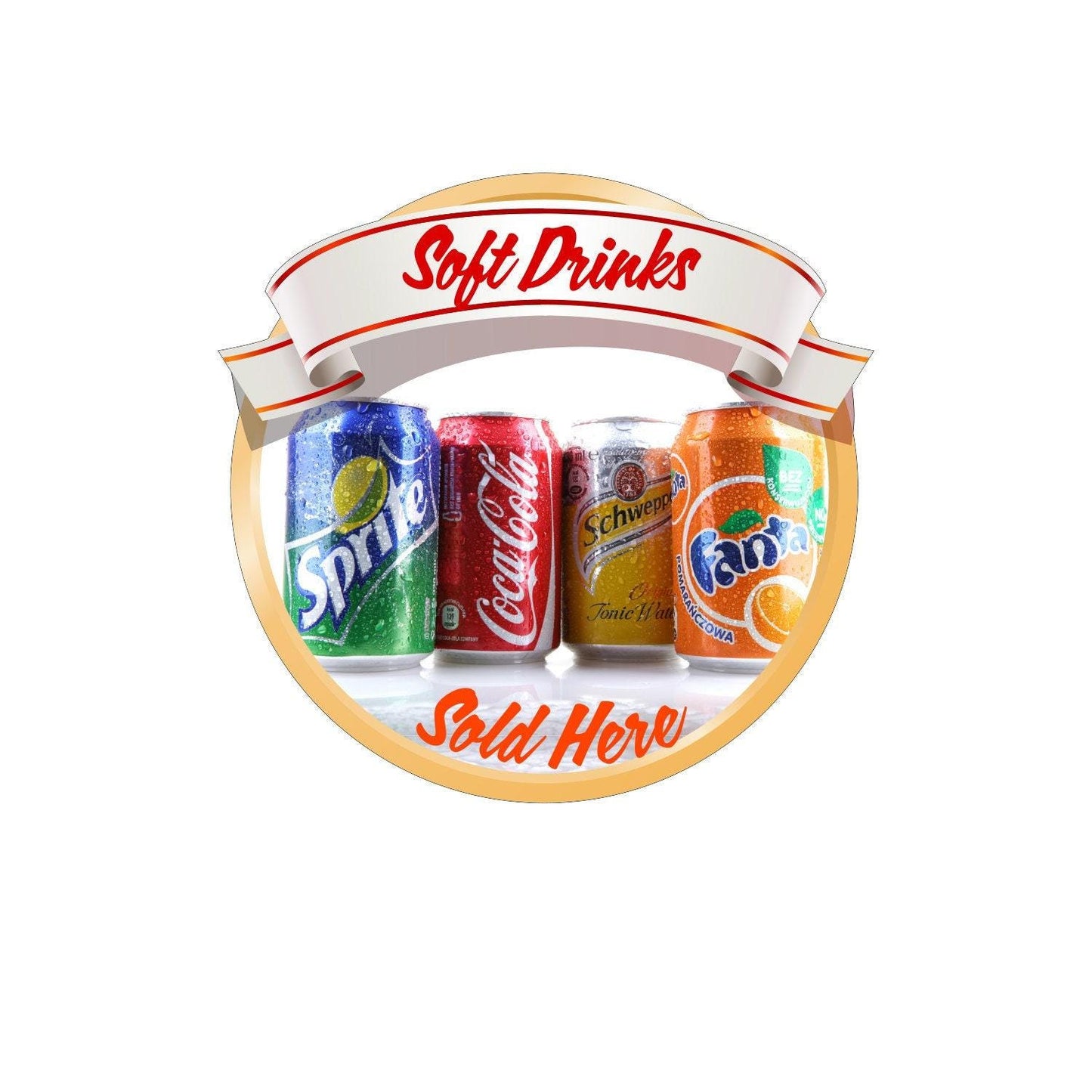 Soft Drinks Sold Here Catering Window Cafe Shop Restaurant Sticker Sign Decal
