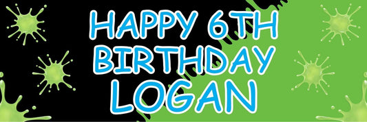 2 Personalised Slime Birthday Kids Party Celebration Banners Decoration Posters