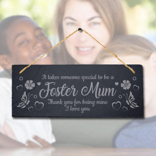 Hanging Slate Special Foster Mum Engraved Plaque Mummy Mothers Day Gift Sign