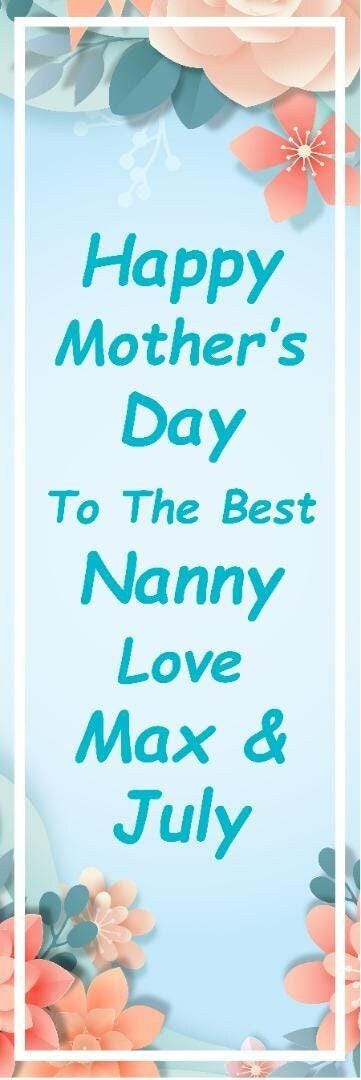 2 Personalised Mothers Day Banners Customisable for Nanny Mum and Grandma Posters Customise Names