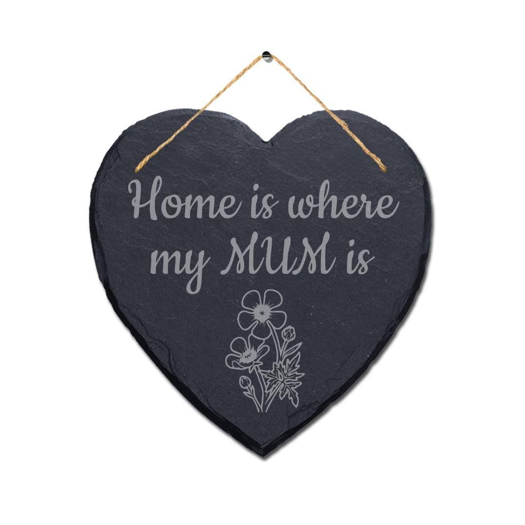 Home Is Where My Mum Is Ceramic Slate Hanging Plaque Sign Ideal Mothers Day Gift