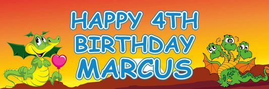 2 Personalised Dragon Birthday Party Celebration Banners Decoration Posters