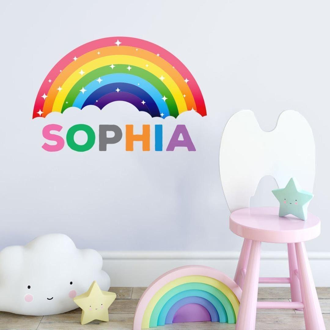 Personalised Rainbow Wall Sticker Name Decal Vinyl Girls Kids Nursery Bedroom