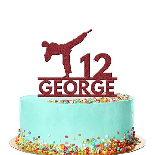 Personalised Name Karate Birthday Cake Topper Martial Arts Acrylic Decoration