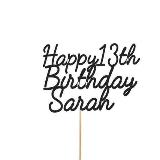 Personalised Glitter Birthday Cake Topper: Custom Name & Age