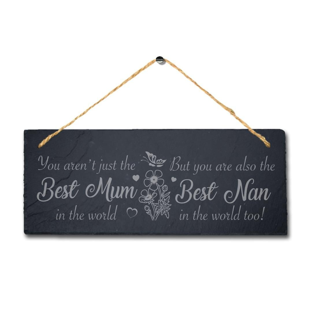 The Best Mum Hanging Slate Engraved Plaque Mummy Mothers Day Gift Home Art Sign