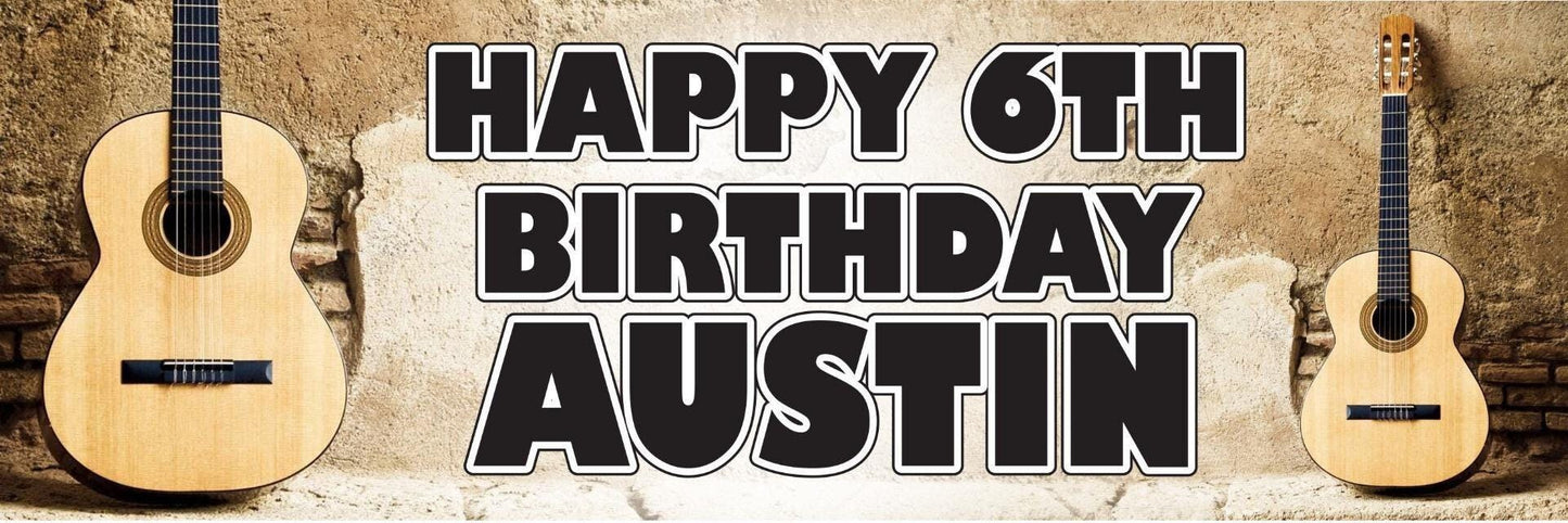 2 Personalised Acoustic Guitar Birthday Celebration Banners Decoration Posters