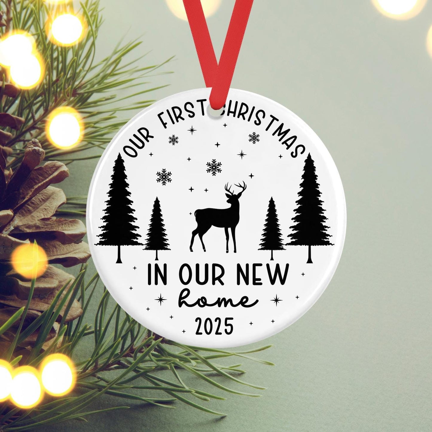 Personalised First Christmas New Home Bauble: Couple Keepsake Ornament