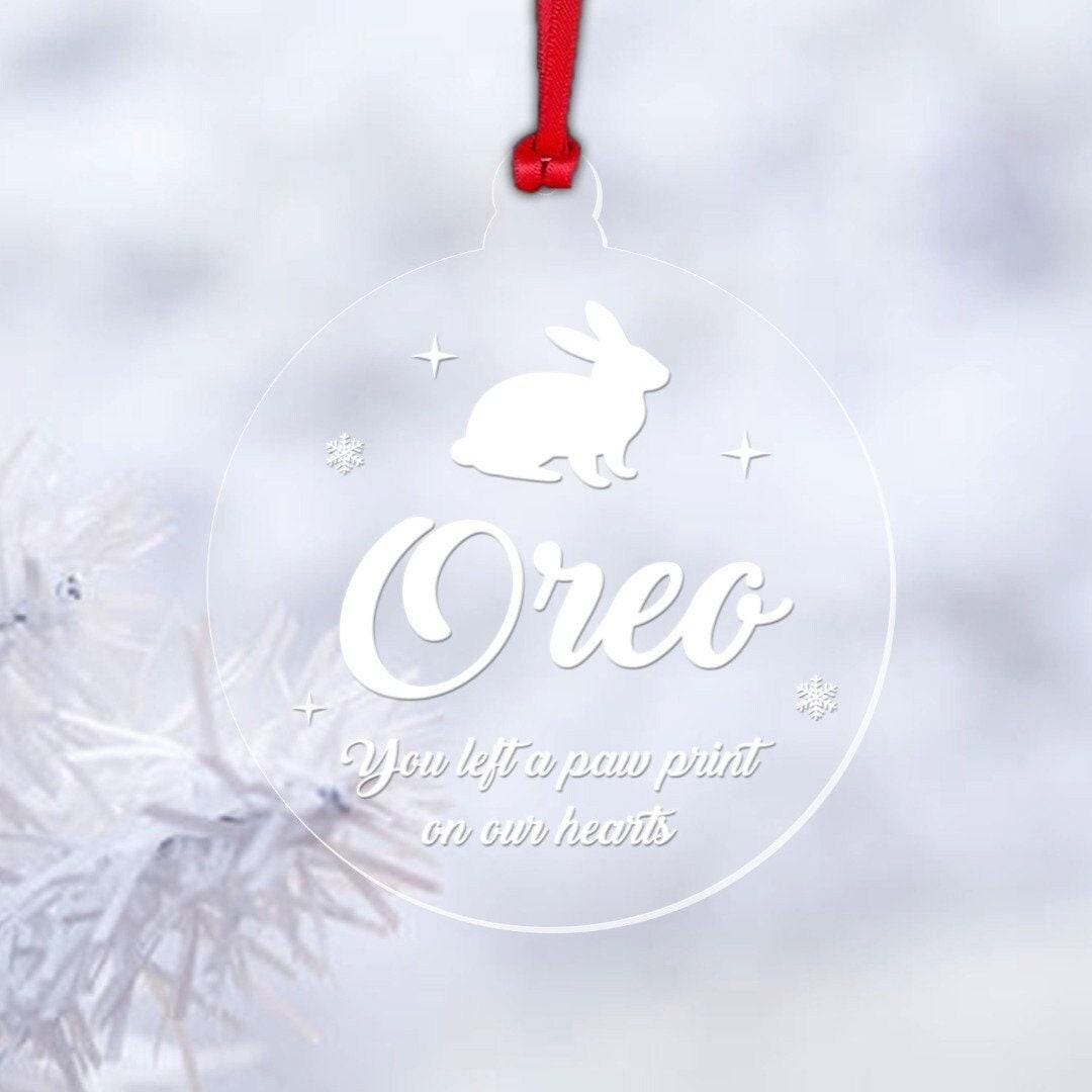 Personalised Rabbit Memory Christmas Bauble Pet Memorial Xmas Decoration Gift